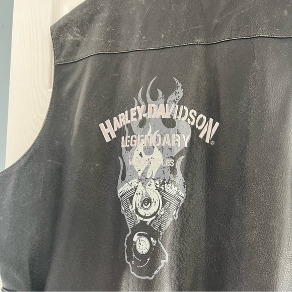 SOLD xlist Harley Davidson TWIN CAM Style Black Leather Vest Men's Size XXXL 3XL - Picture 12 of 14